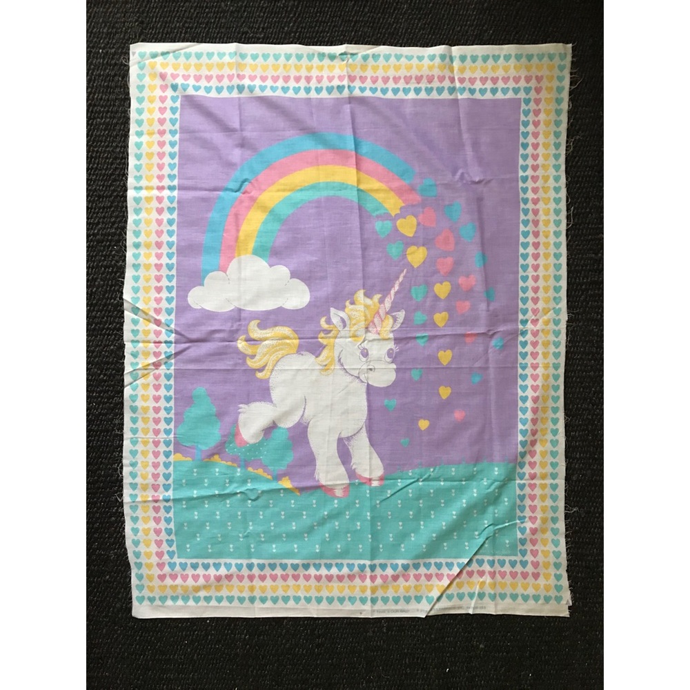 NEW vintage big pastel unicorn rainbow fabric